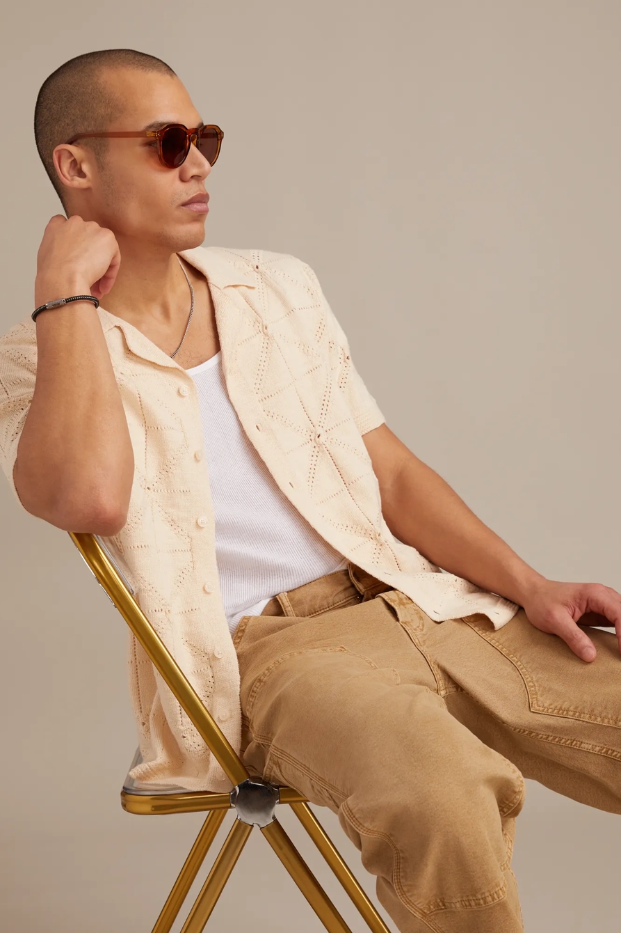 BUTTON DOWN SWEATER — WHITECAP GRAY — image 1