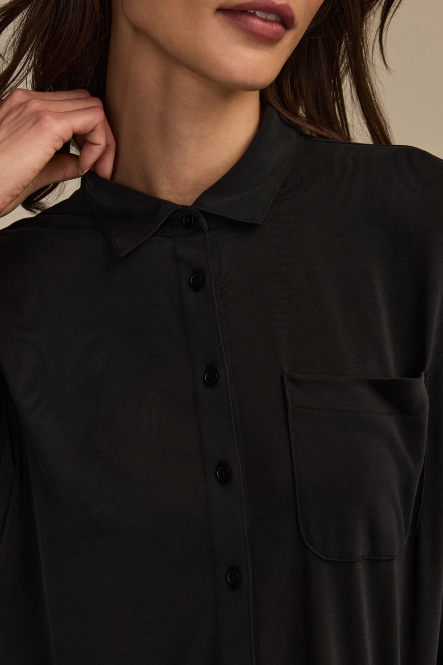 SANDWASH LONG SLEEVE BUTTON FRONT — JET BLACK — image 5