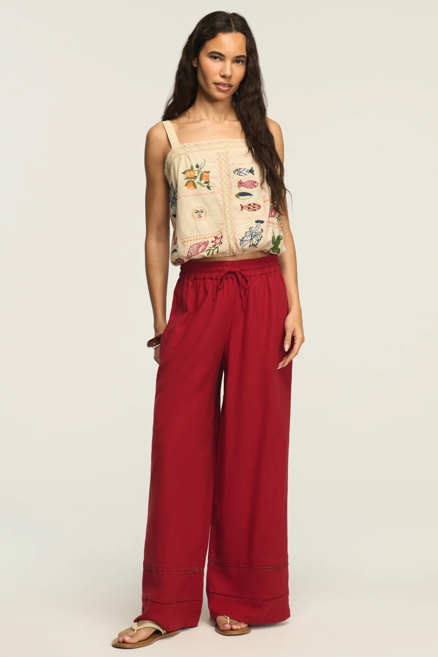 LINEN LACE TRIMMED PANT — EMBOLDENED — image 1