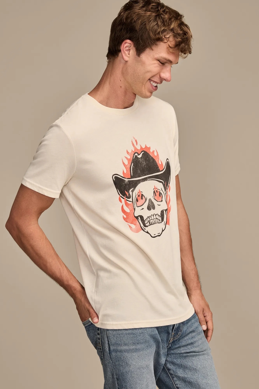 FLAMING SKULL TEE — BONE WHITE — image 4