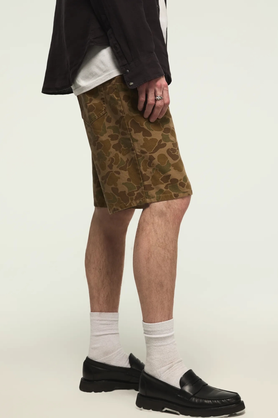 PRINTED CANVAS 5 POCKET SHORT — KHAKI MULTI — image 4