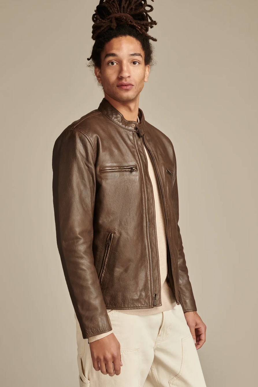 WASHED LEATHER BONNEVILLE JACKET — DARK BROWN — image 3