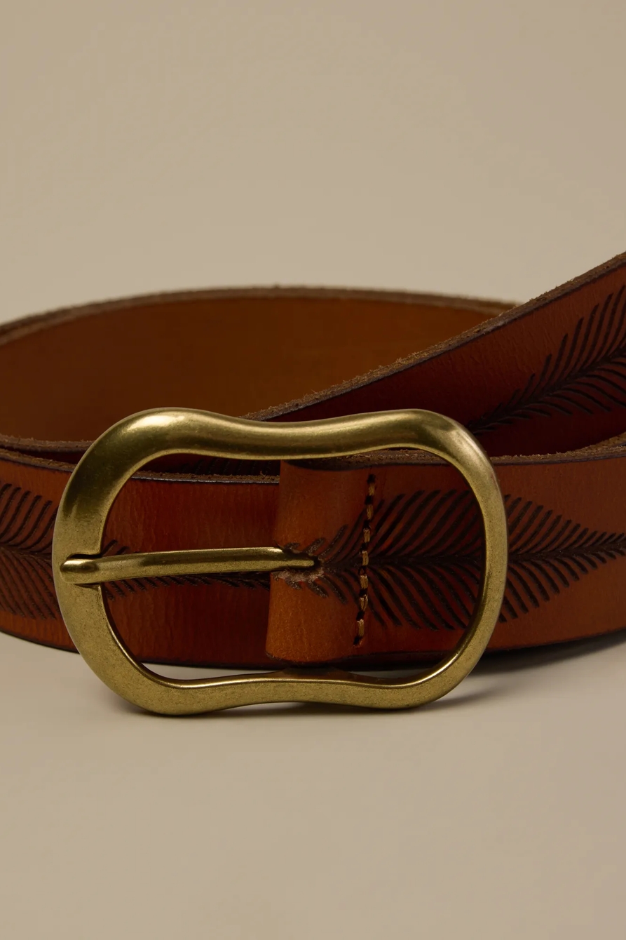 VINTAGE  EMBOSSED BELT — LIGHT BROWN — image 3
