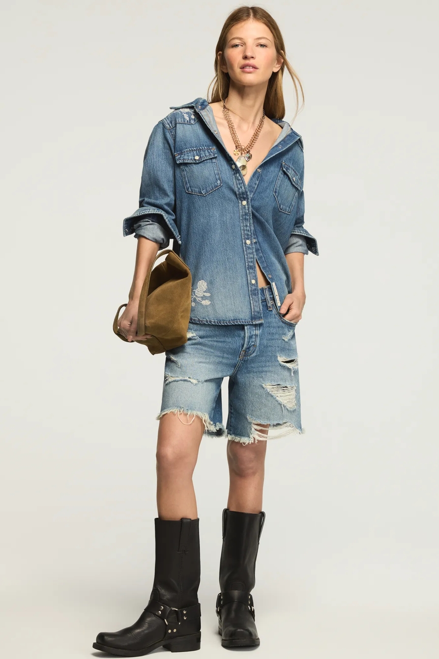 EMBROIDERED DENIM WESTERN SHIRT — SHOCKING SURPRISE WASH — image 7