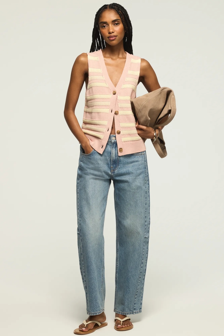 STRIPED SWEATER VEST — Rose Smoke — image 5