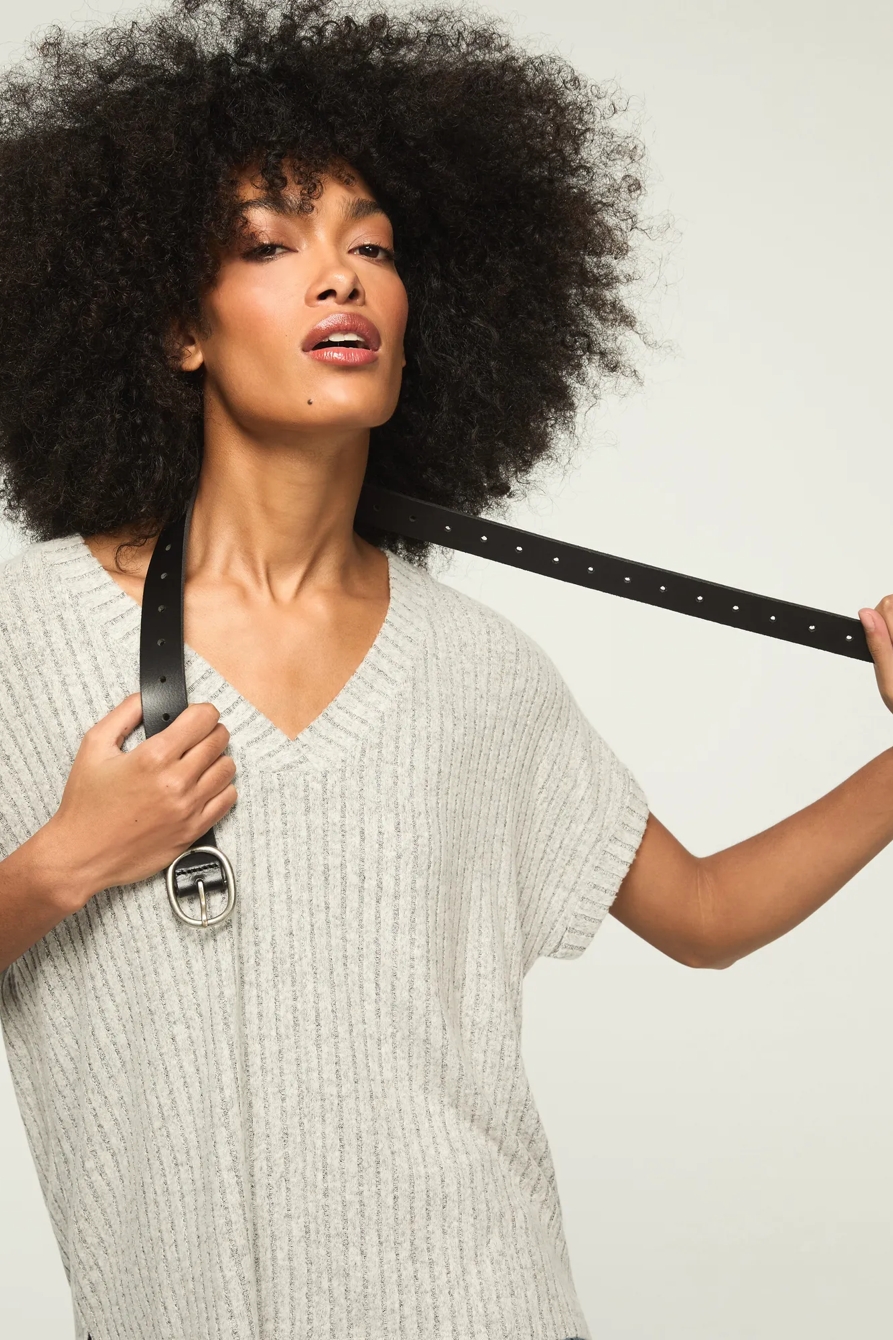 PULL THROUGH LEATHER BELT — BLACK — image 4