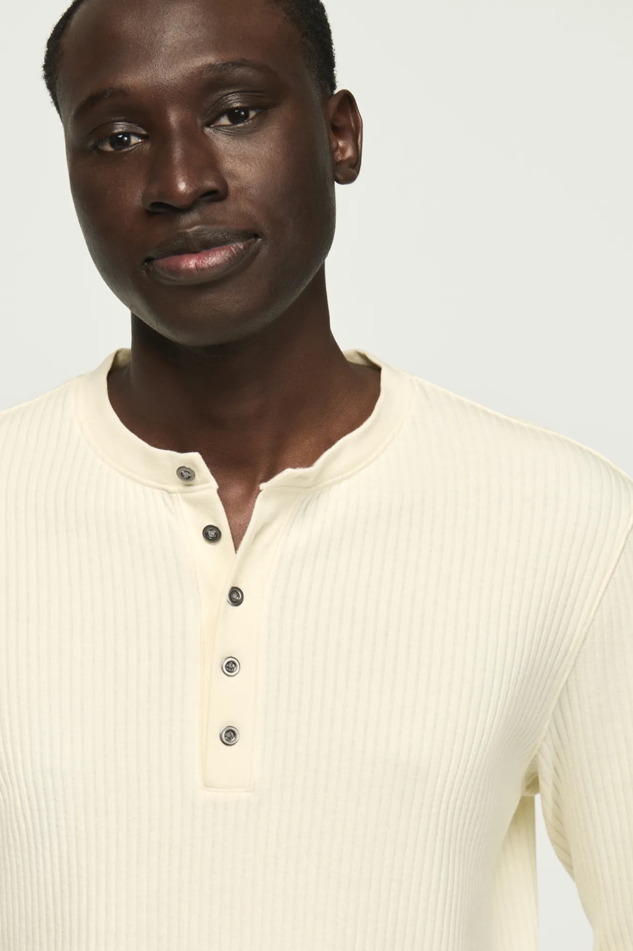 LONG SLEEVE TEXTURED FRENCH RIB TEE — MARSHMALLOW — image 2