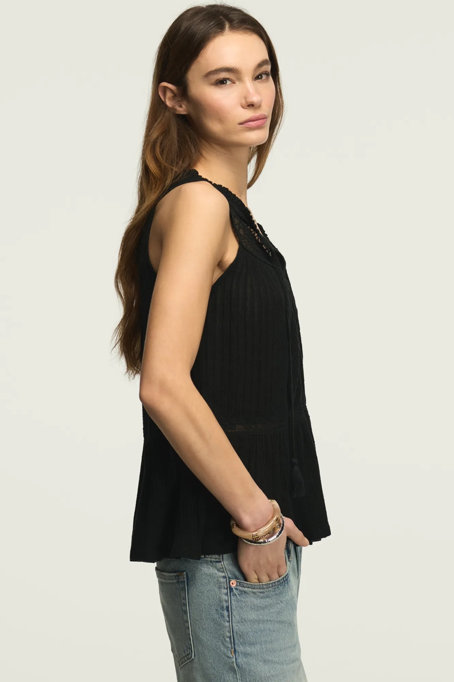 PEPLUM LACE TRIMMED TANK — CAVIAR — image 4