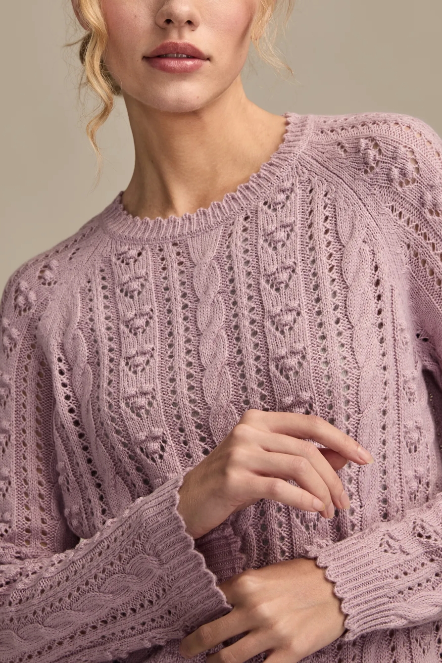 POINTELLE CREW SWEATER — DAWN PINK — image 2