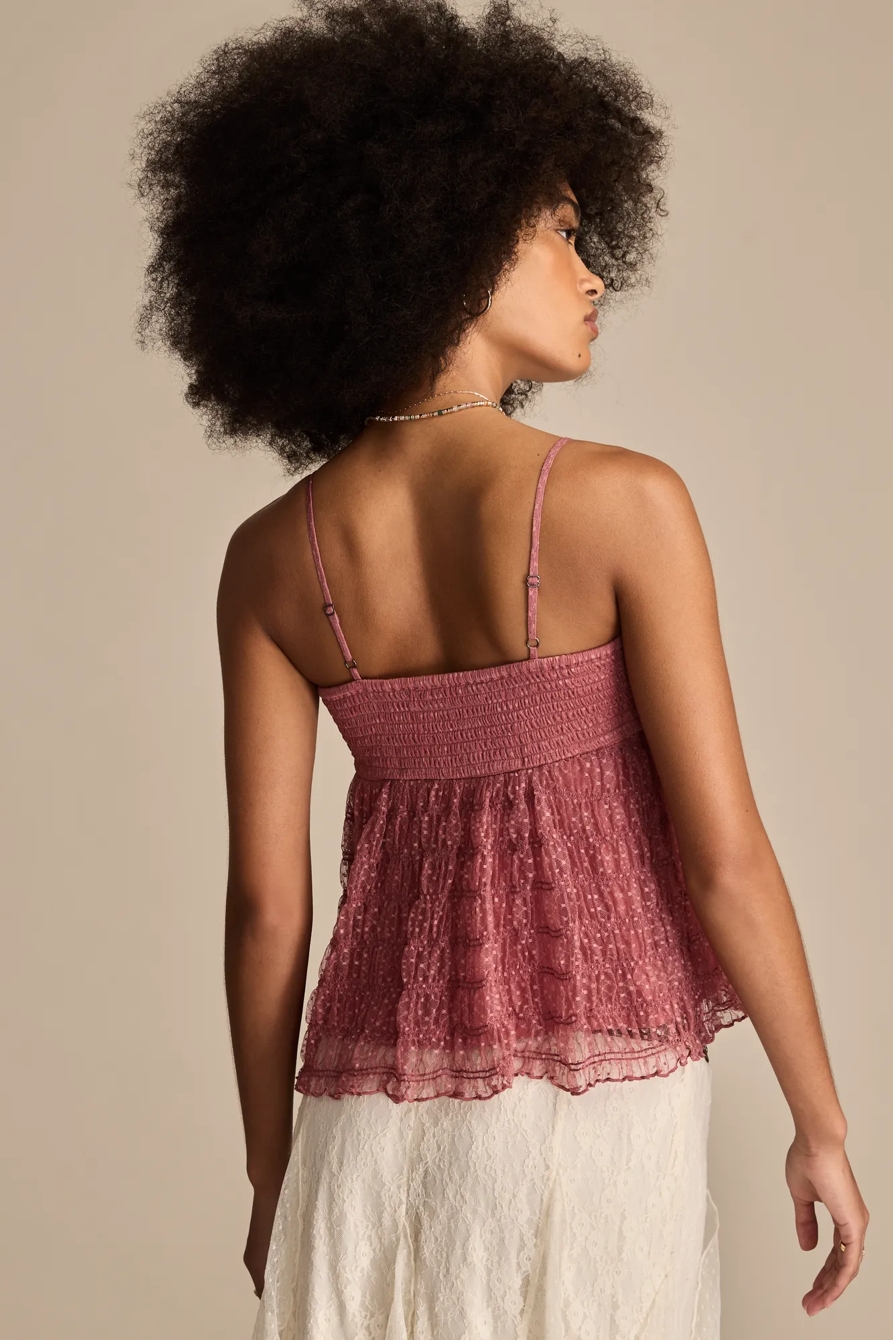 SMOCKED SHEER TANK — Mesa Rose — image 3