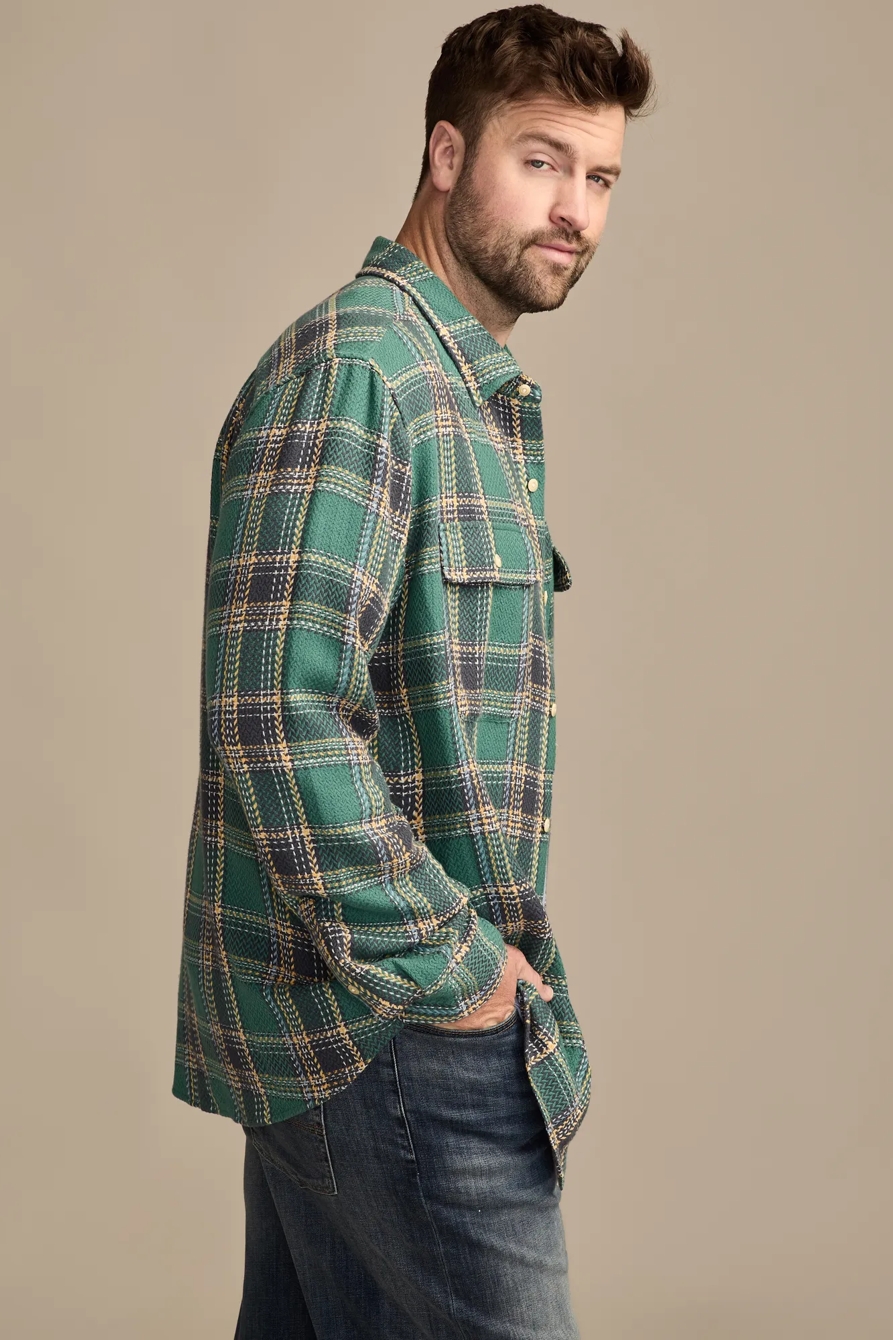 BIG & TALL HERRINGBONE HUMBOLDT UTILITY SHIRT — GREEN PLAID — image 4