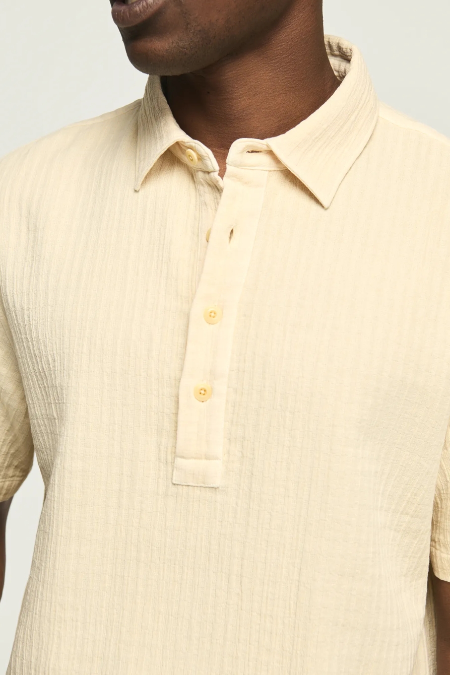 SHORT SLEEVE DOUBLE CLOTH POPOVER SHIRT — Angora — image 2