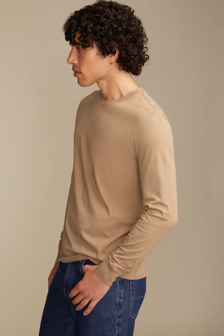 SUPIMA LONG SLEEVE CREW — TIMBER WOLF — image 4