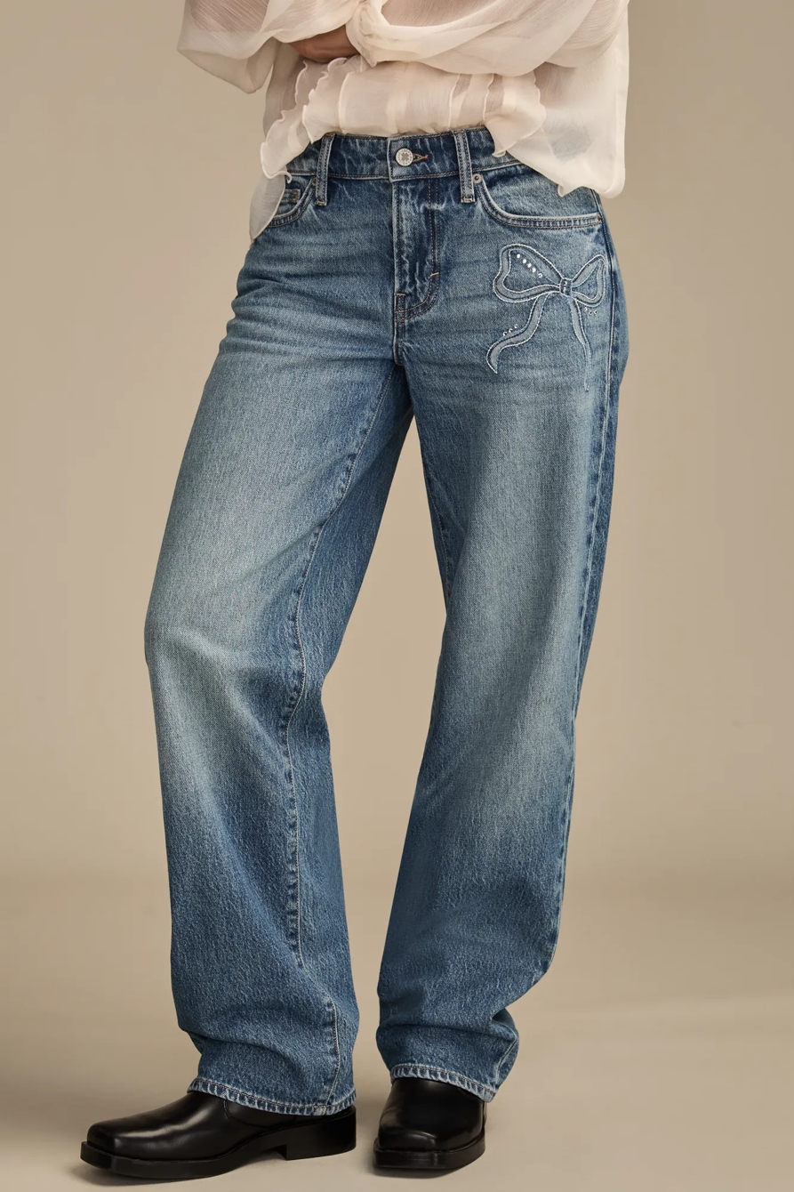 Lucky Legend Embellished Bow Baggy — BOW DOWN WASH — image 3