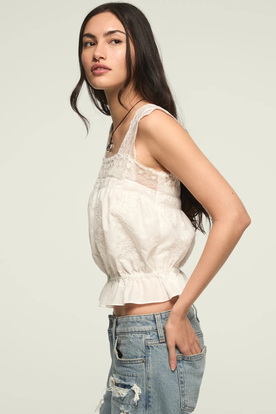 EMBROIDERED LACE TANK — WHITE — image 4