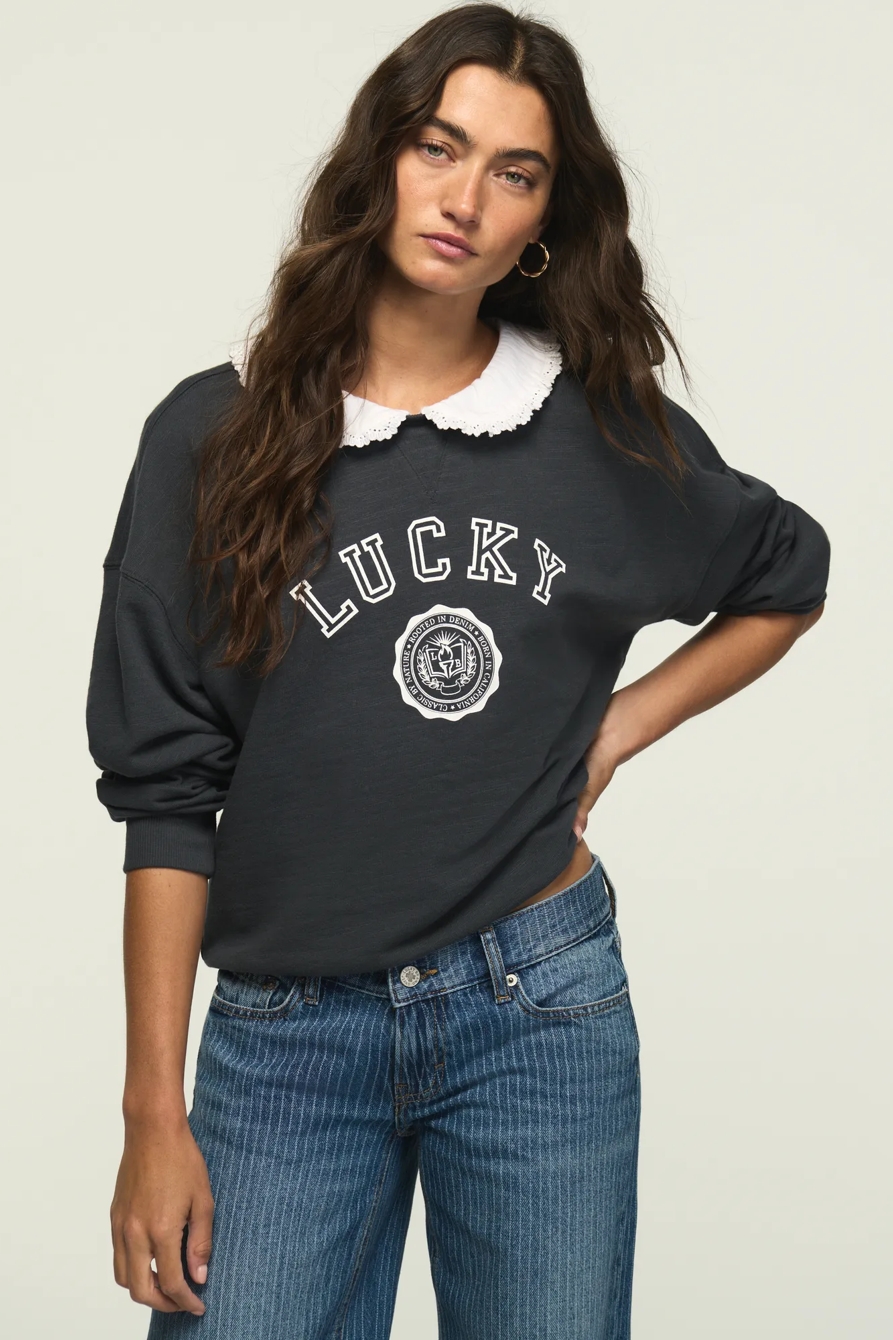 PETERPAN COLLAR GRAPHIC CREW — INDIA INK — image 1