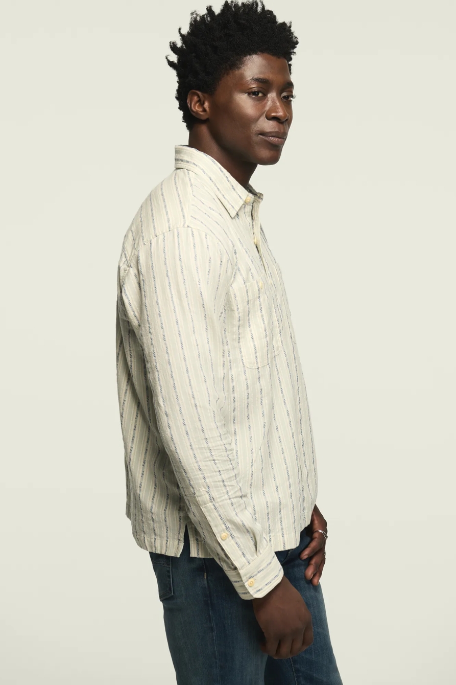 INDIGO NOVELTY LONG SLEEVE WESTERN SHIRT — BLUE STRIPE — image 4