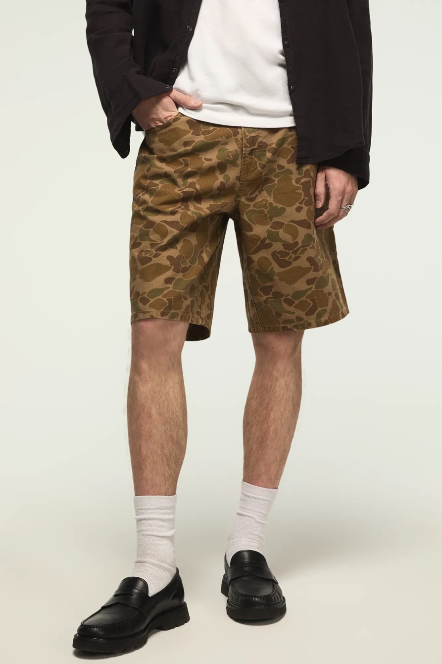 PRINTED CANVAS 5 POCKET SHORT — KHAKI MULTI — image 2