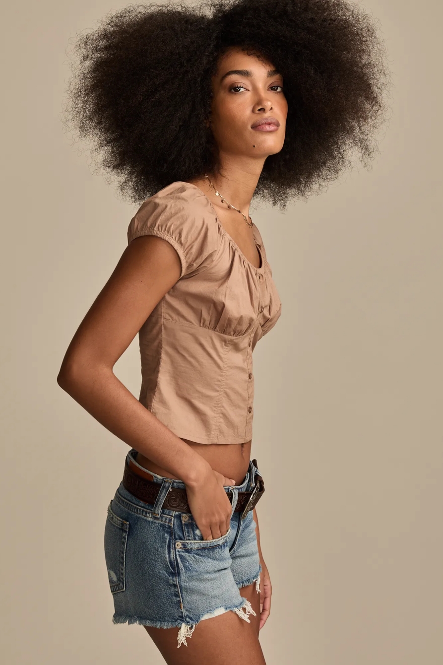 SHORT SLEEVE CORSET TOP — PORTABELLA — image 4