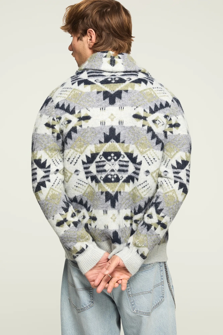 FAIR ISLE CARDIGAN — OATMEAL MULTI — image 3