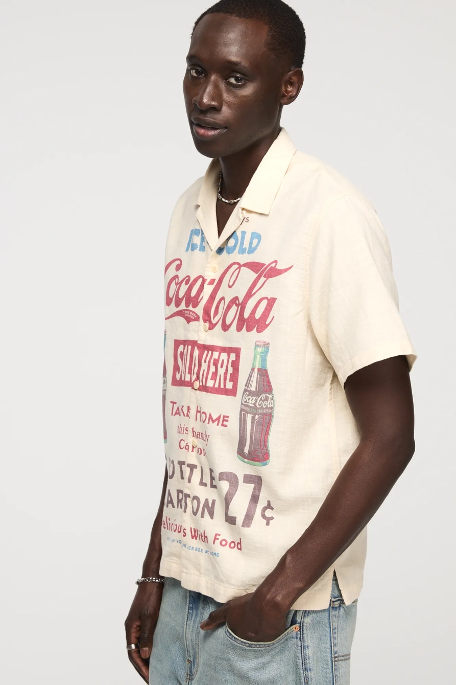 SHORT SLEEVE COCA COLA PRINTED SHIRT — NATURAL MULTI — image 4