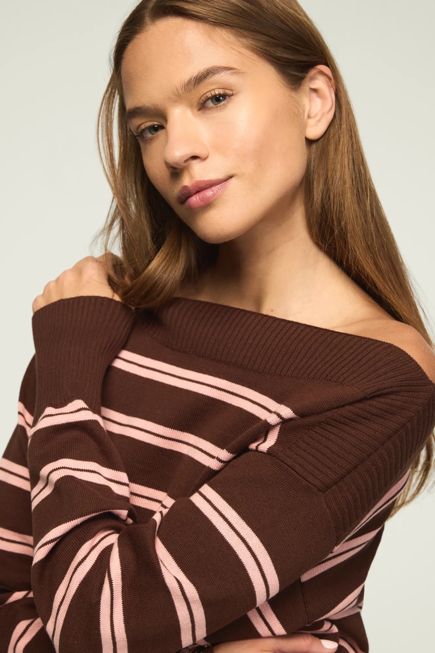 SLASH NECK SWEATER — CHICORY COFFEE — image 5