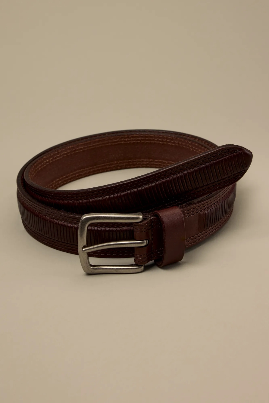 LEATHER STITCHED BELT — BROWN — image 1