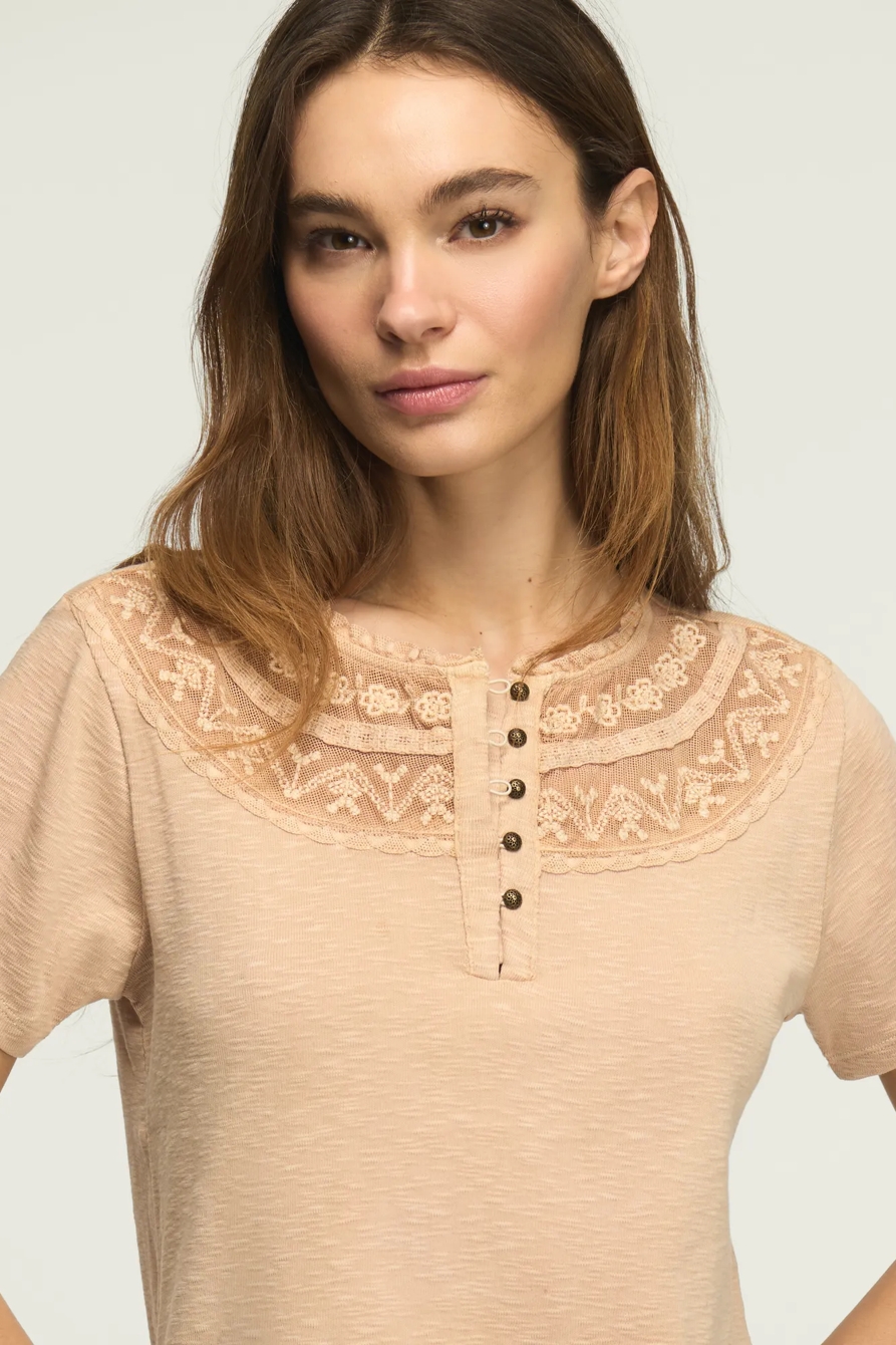 EMBROIDERED YOKE HENLEY TEE — MORGANITE — image 5