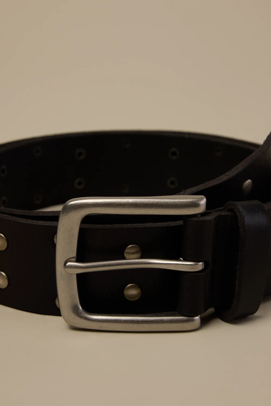 Leather Studd Belt — BLACK — image 3