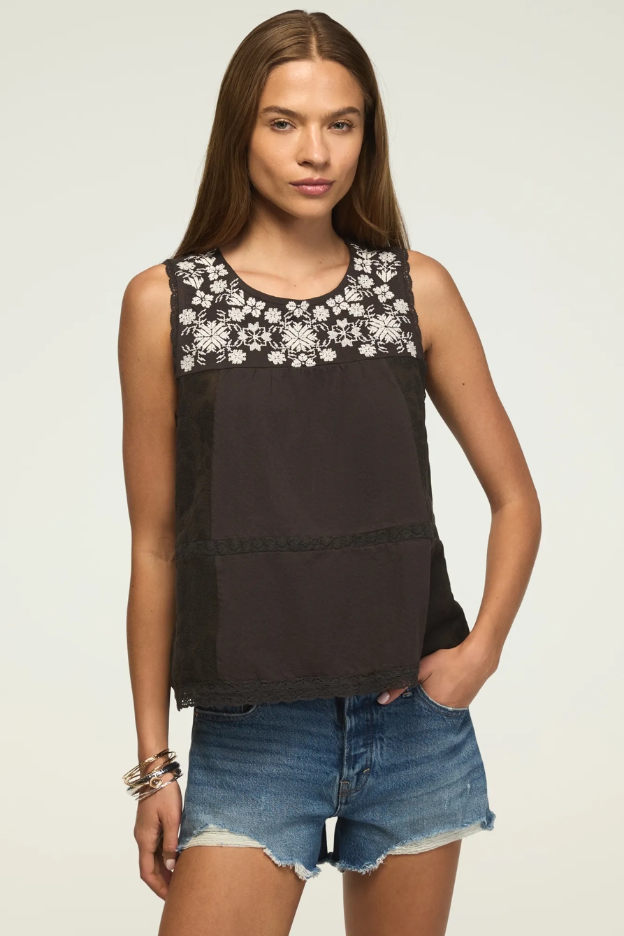 EMBROIDERED YOKE TANK — RAVEN — image 1