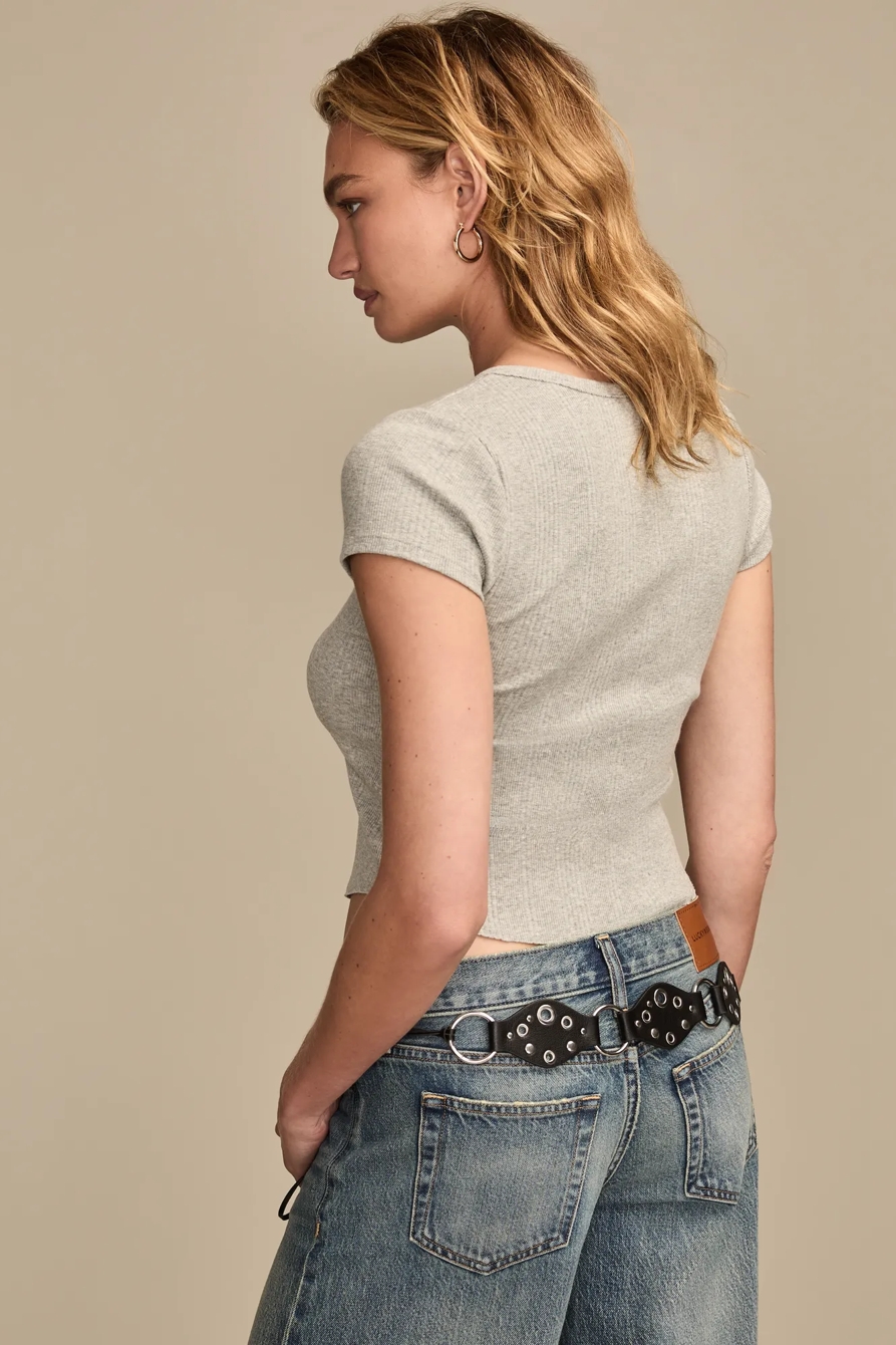 SHORT SLEEVE HENLEY — LIGHT HEATHER GREY — image 4