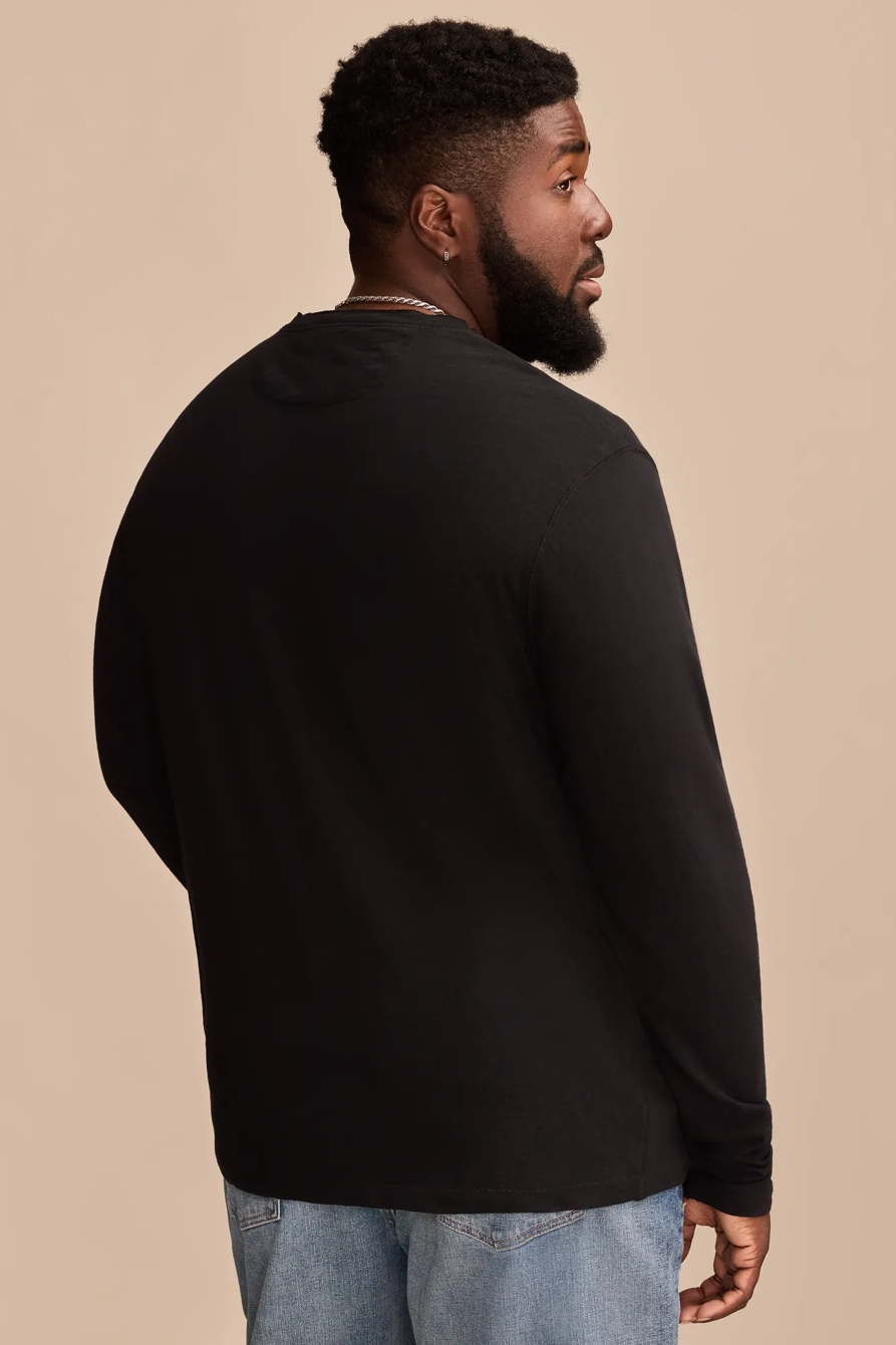 BIG & TALL WEEKEND SLUB JERSEY LONG SLEEVE HENLEY — JET BLACK — image 4