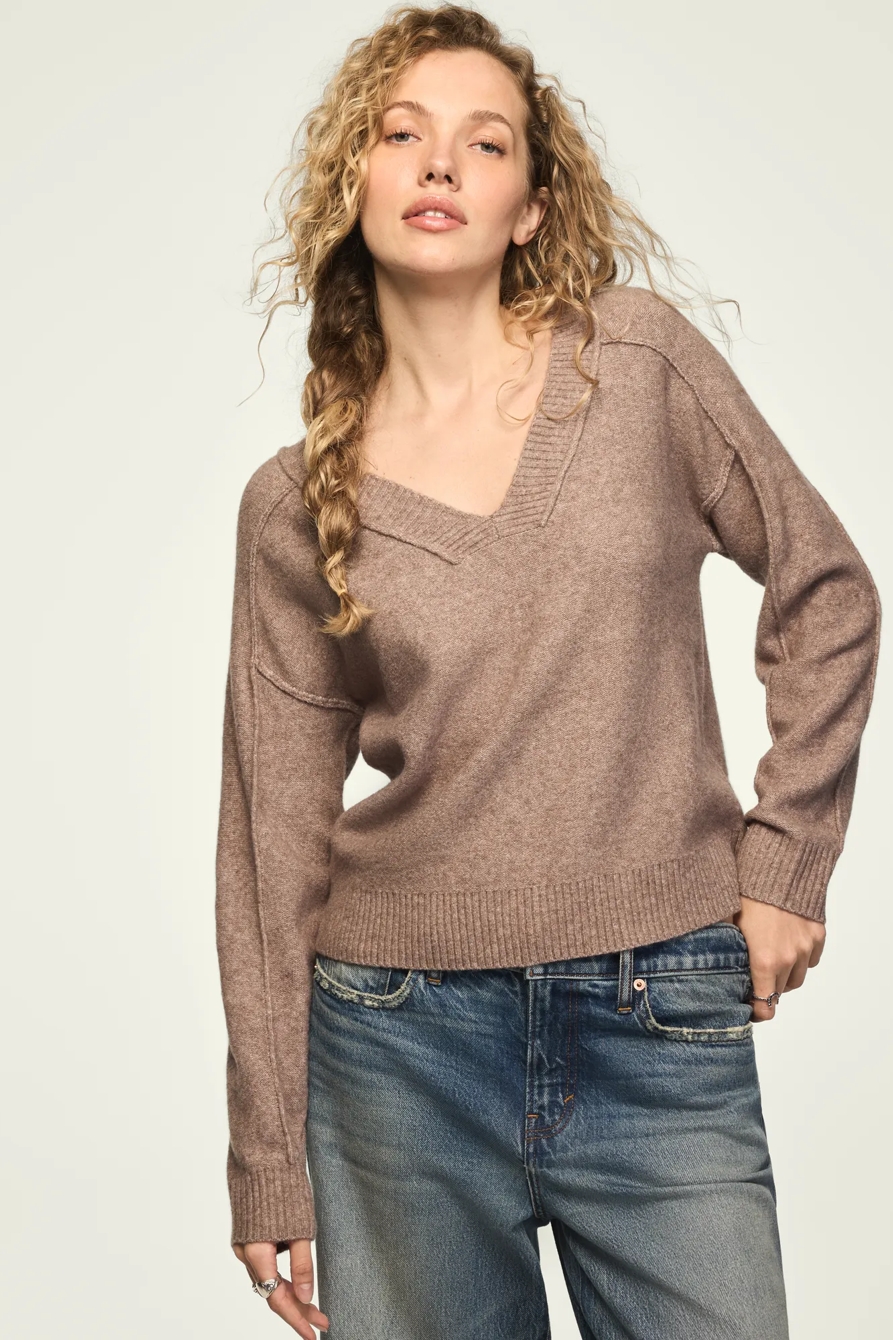 CLOUD SOFT V NECK SWEATER — BROS B2452 FALCON HEATHER — image 1