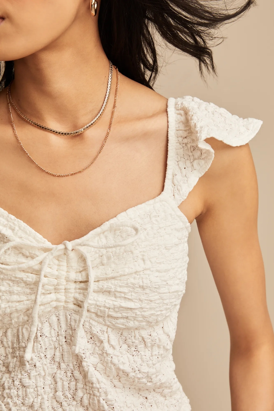 Textured Babydoll Top — BRIGHT WHITE — image 4