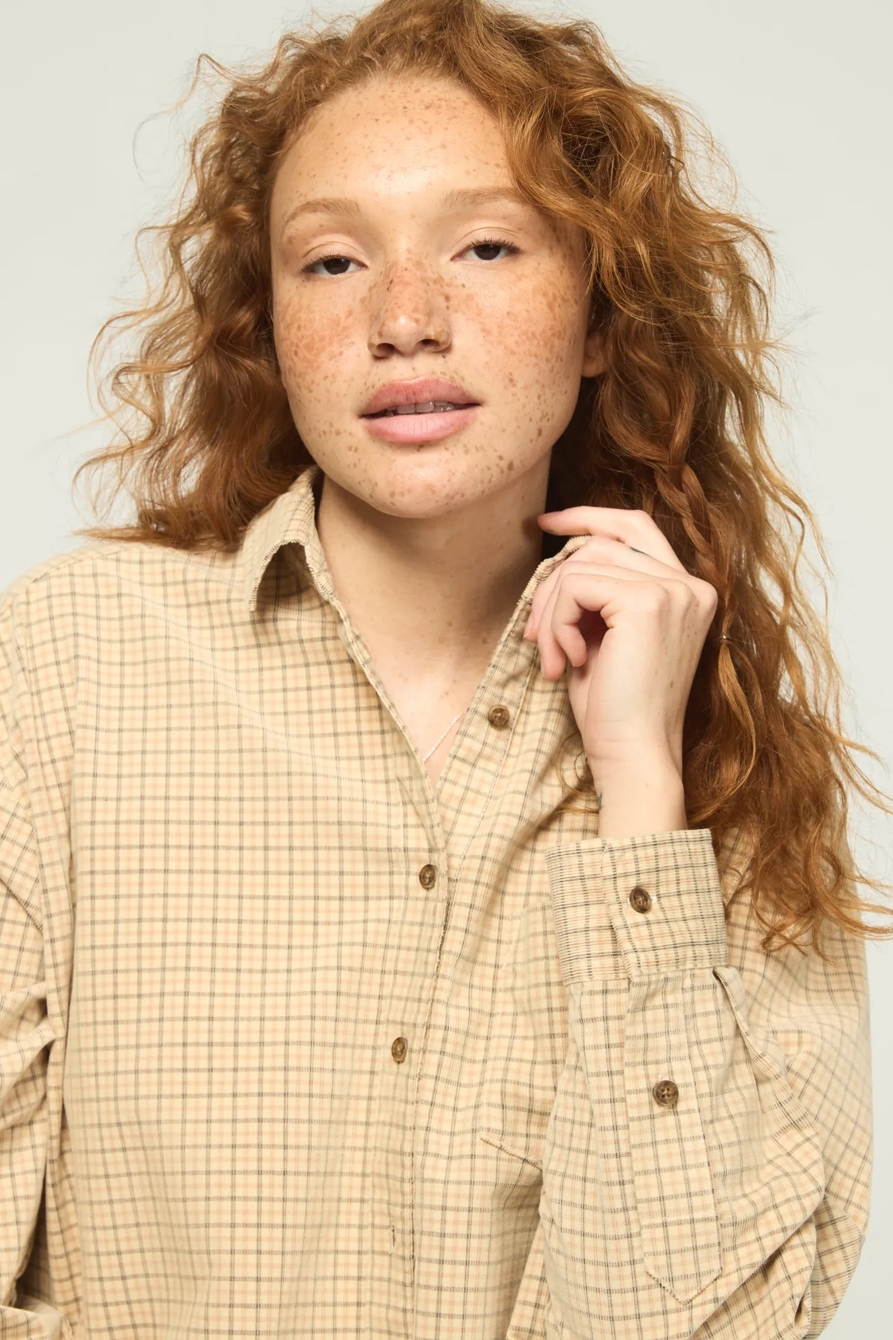 CROPPED CORDUROY SHIRT — OAT TATTERSALL — image 6