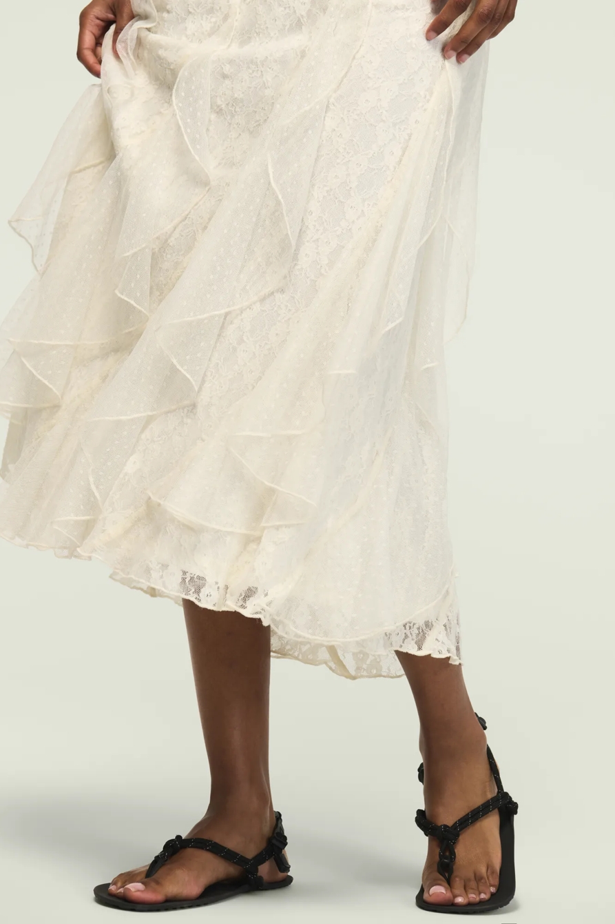 FESTIVAL LACE MIDI SKIRT — CREAM — image 6