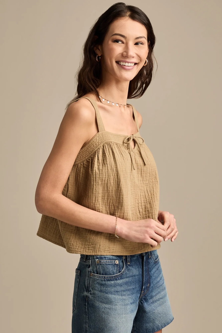 SOLID JAPUNTO GAUZE SWING TANK — ARMY OLIVE — image 1