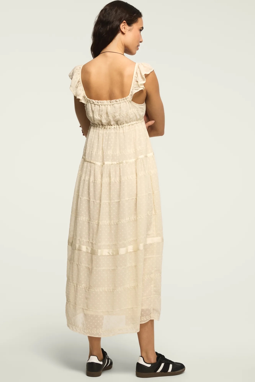 EASY TIERED BUTTON THROUGH MAXI DRESS — CREAM — image 3