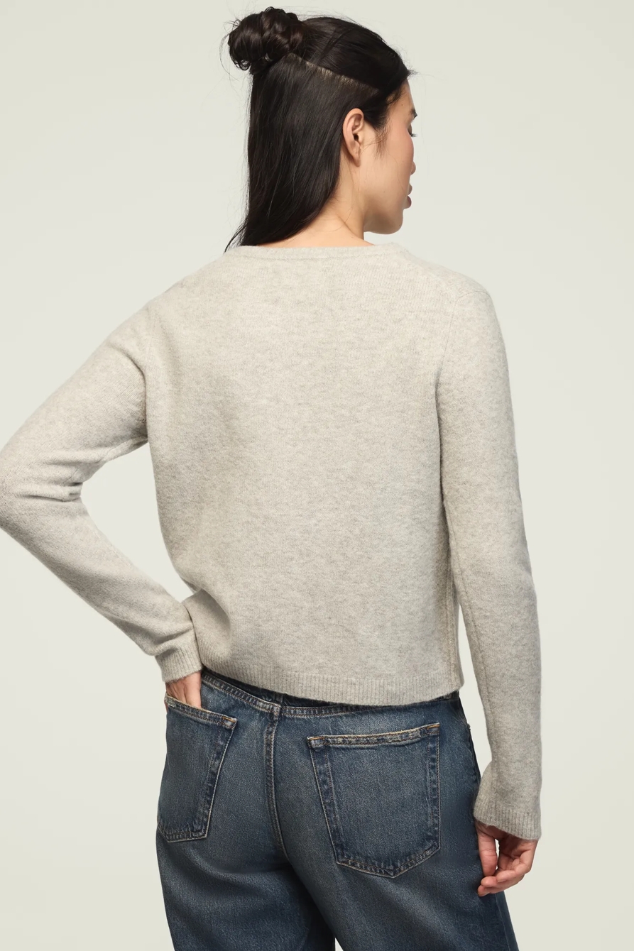 FLORAL EMBROIDERED HEATHERED CARDIGAN — LIGHT HEATHER GRAY — image 3