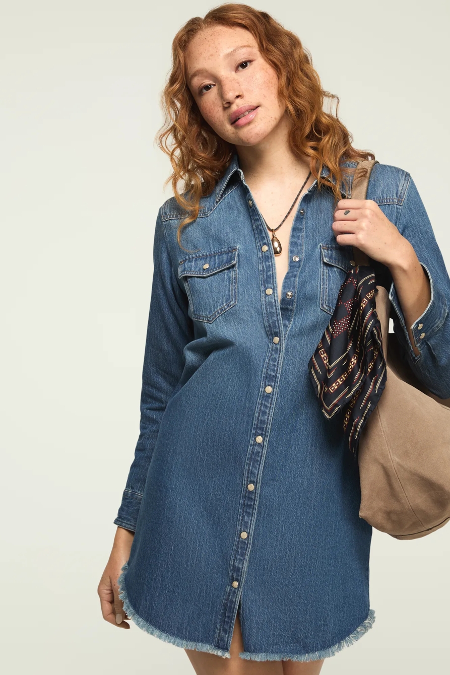 DENIM SHIRT DRESS — TAKE OUT WASH — image 2