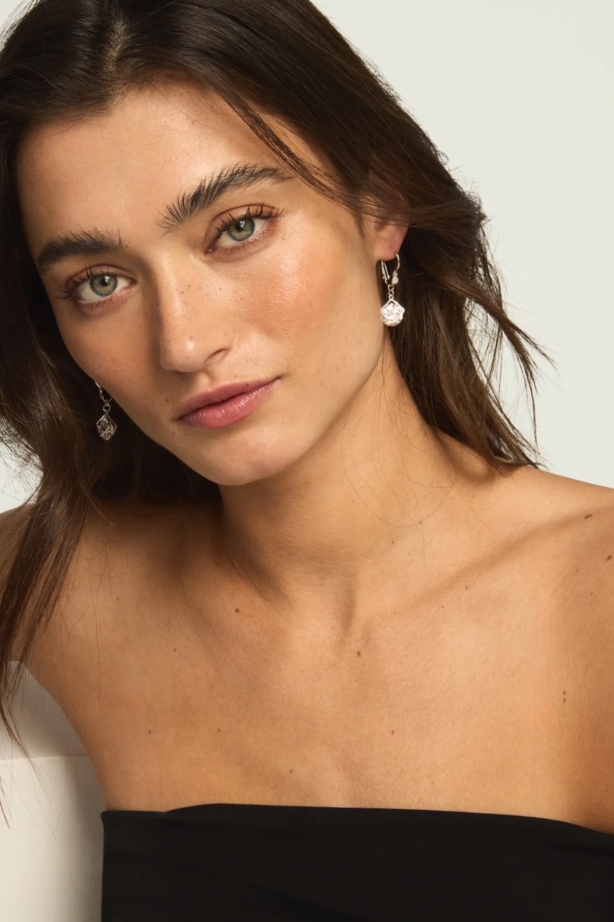 Drop Crystal Earrings — SILVER — image 1