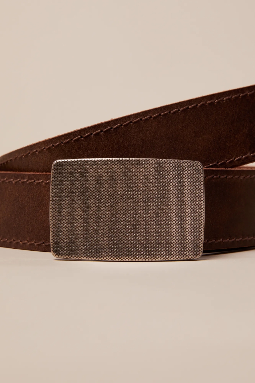TEXTURED PLAQUE BELT — DARK BROWN — image 3