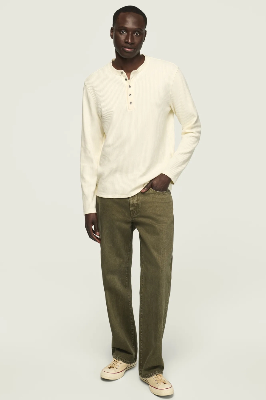 LONG SLEEVE TEXTURED FRENCH RIB TEE — MARSHMALLOW — image 5