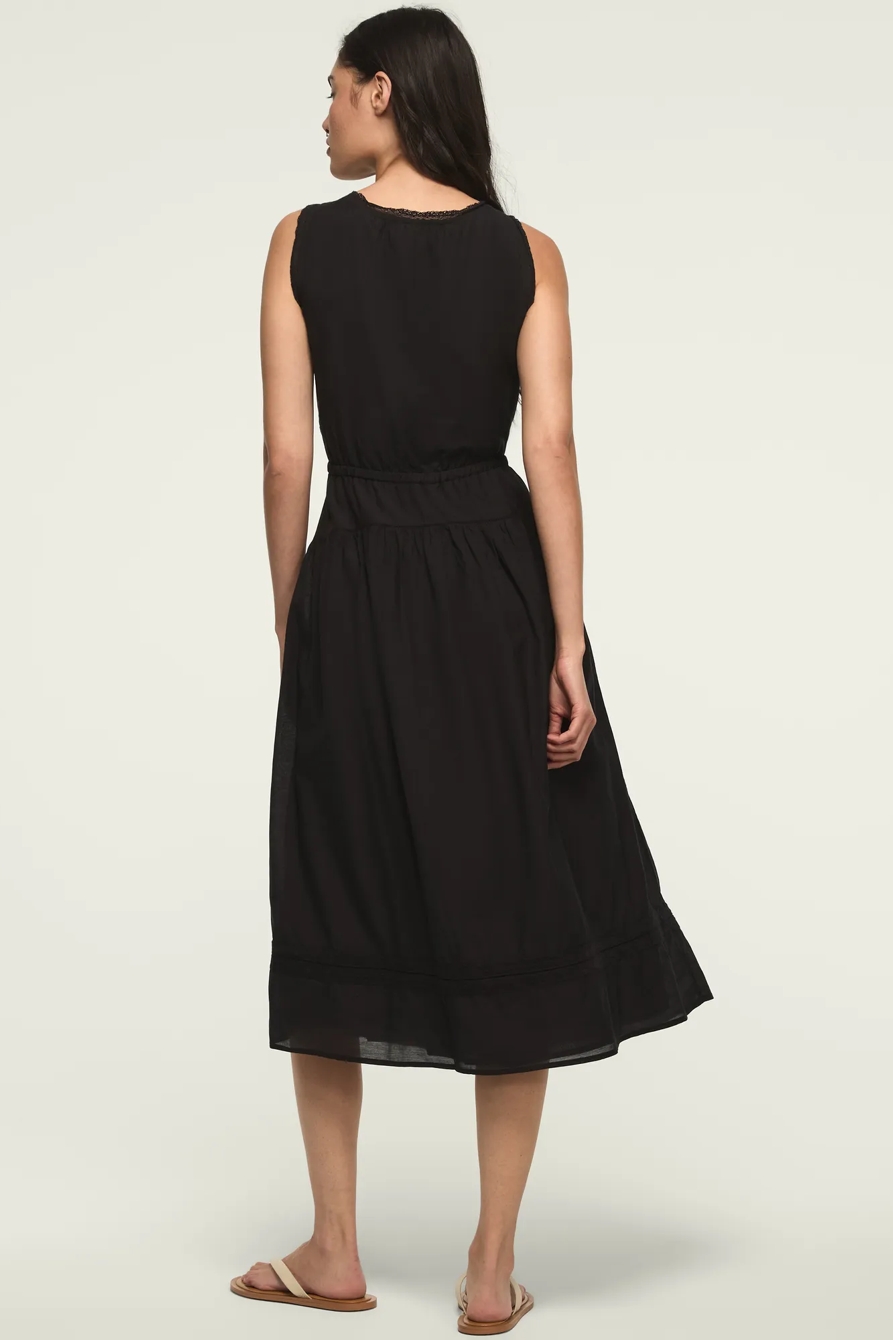 LACE INSET MIDI DRESS — CAVIAR — image 3