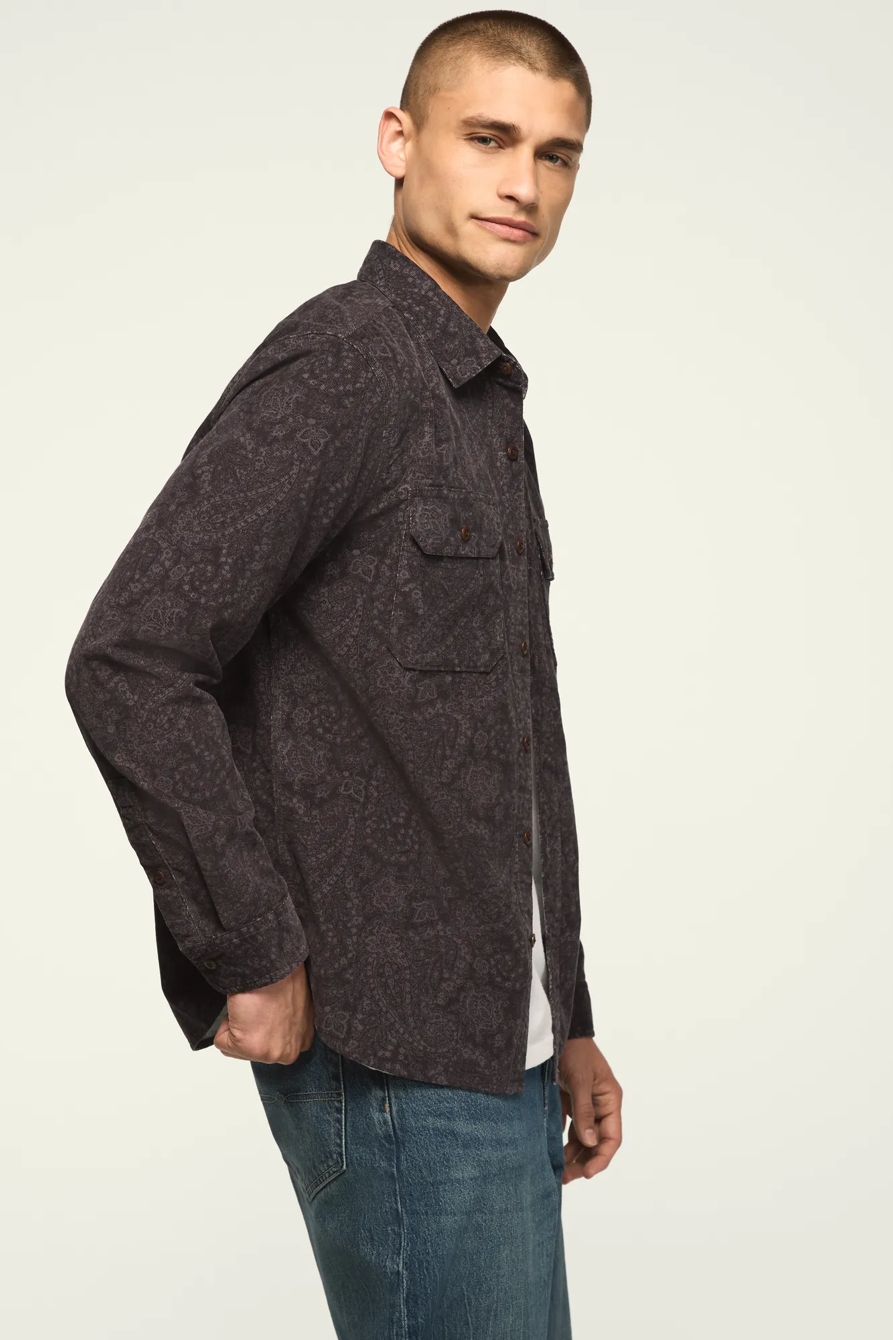 PRINT CORDUROY LONG SLEEVE WORKSHIRT — BLACK PRINT — image 4