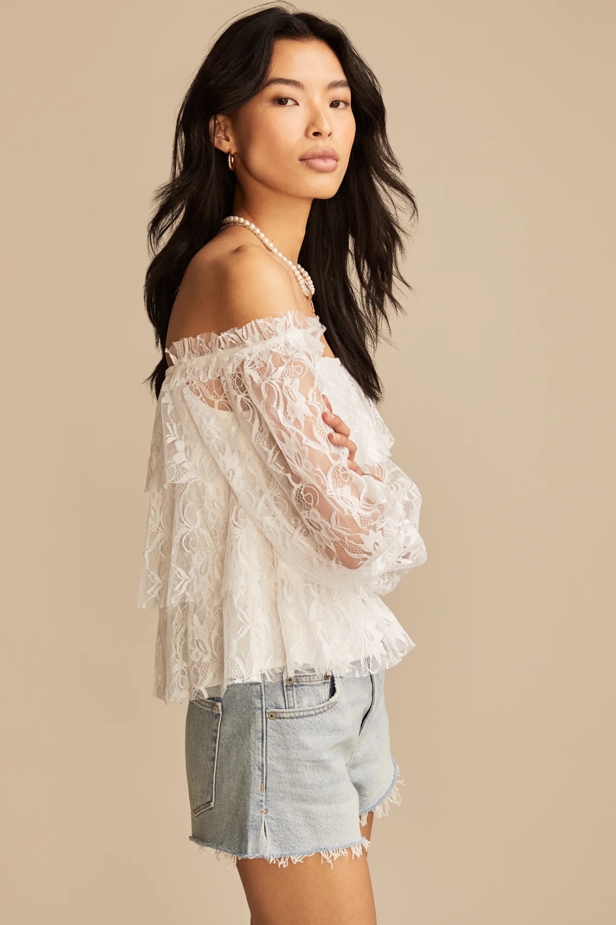 LACE OFF THE SHOULDER TOP — WHISPER WHITE — image 2