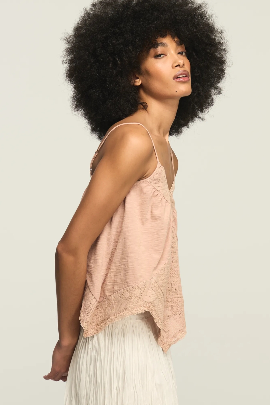 CROCHET TRIM HANDKERCHIEF TANK — MAHOGANY ROSE — image 3