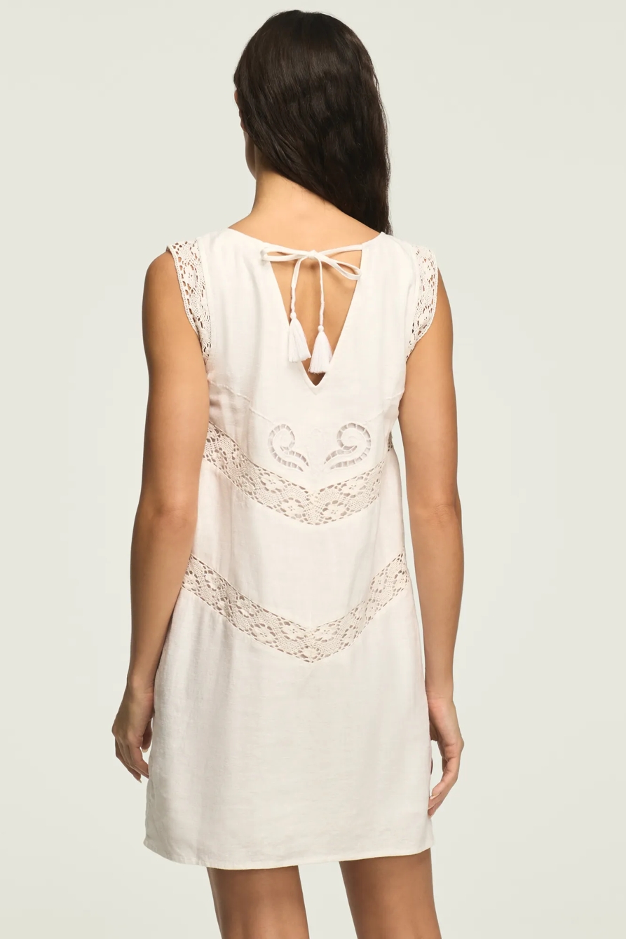 SCHIFFLI SHIFT DRESS — BRIGHT WHITE — image 3