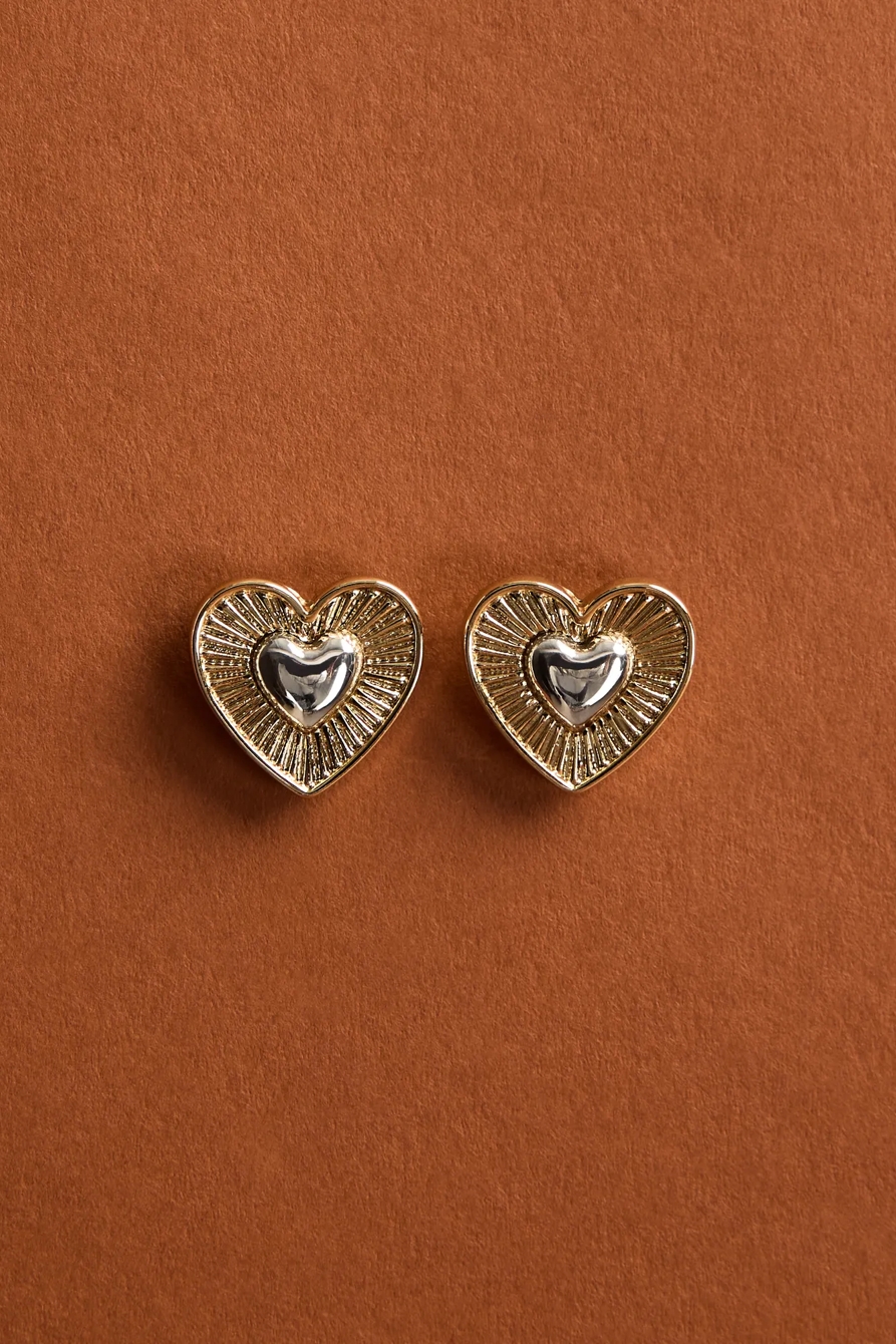 TWO TONE RADIATING HEART STUDS — TWO TONE — image 2