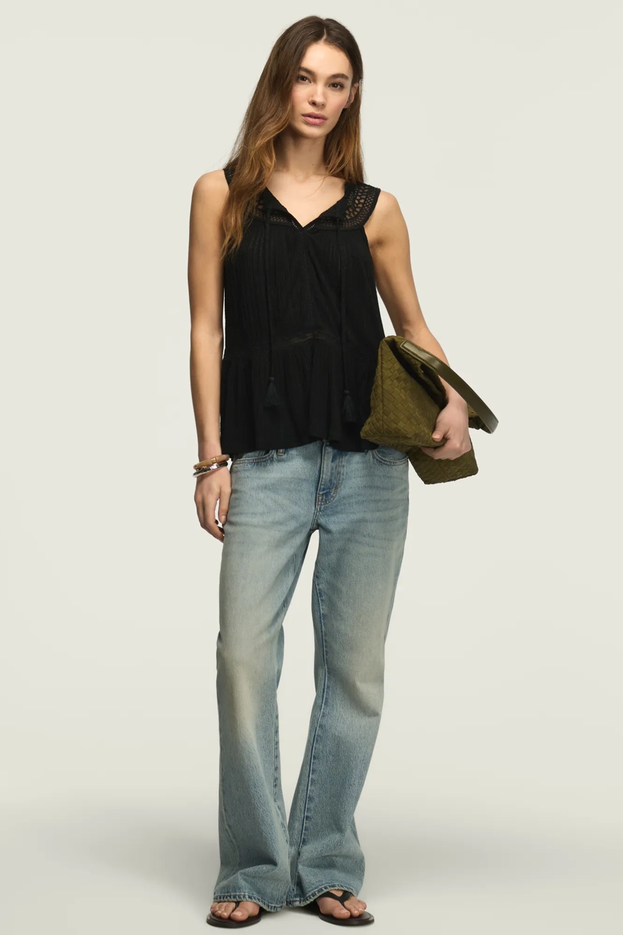 PEPLUM LACE TRIMMED TANK — CAVIAR — image 2